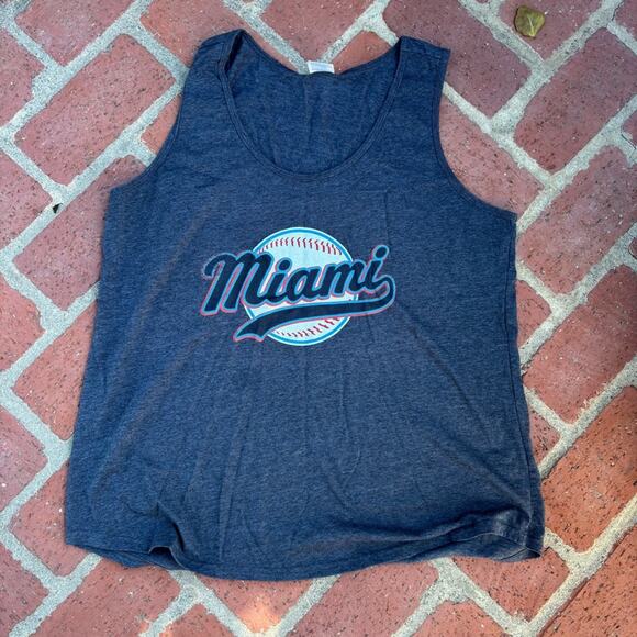Tops - Miami Marlins Baseball Tank Top Women’s Gray XXL
